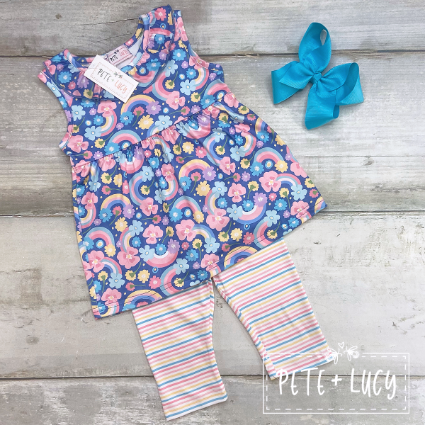 Pete and Lucy Bright Rainbows Capri Set