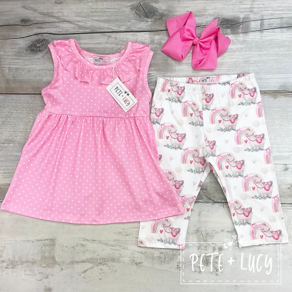 Pete and Lucy Llamas and Rainbows Capri Set